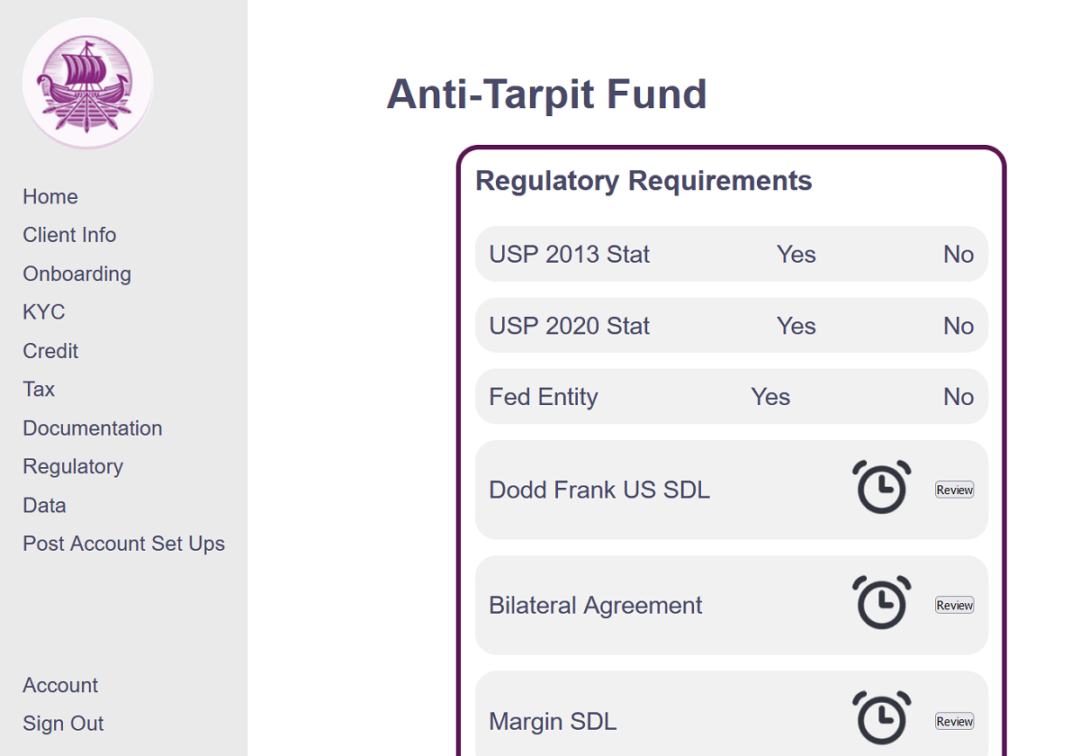 Regulatory Adherence Screen